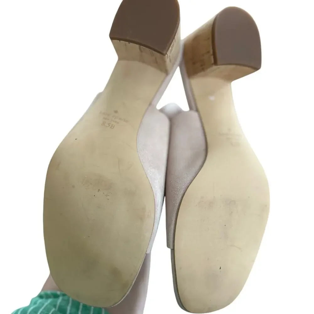 Kate Spade Blythe Blush Pink Suede Cork Heel Slip On Mule